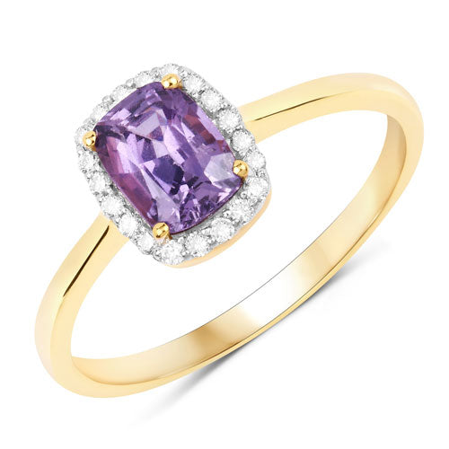 1.16 Carat Genuine Purple Pink Sapphire and White Diamond 14K Yellow Gold Ring by Bids.com