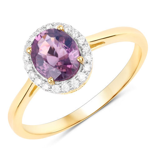 1.26 Carat Genuine Purple Pink Sapphire and White Diamond 14K Yellow Gold Ring by Bids.com