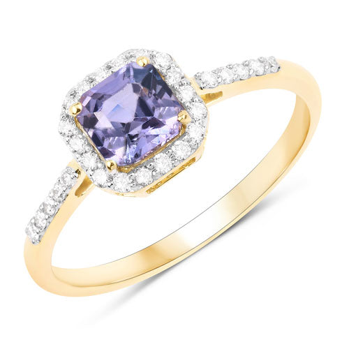 1.27 Carat Genuine Purple Pink Sapphire and White Diamond 14K Yellow Gold Ring by Bids.com
