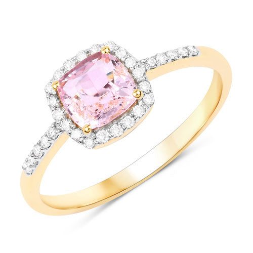 1.13 Carat Genuine Pink Sapphire and White Diamond 14K Yellow Gold Ring by Bids.com