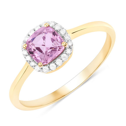 1.09 Carat Genuine Pink Spinel and White Diamond 14K Yellow Gold Ring by Bids.com