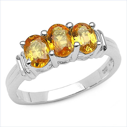 1.44 Carat Genuine Yellow Sapphire .925 Sterling Silver Ring by Bids.com