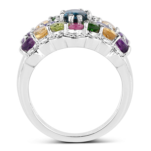 4.02 Carat Genuine Multi Stone .925 Sterling Silver Ring by Bids.com