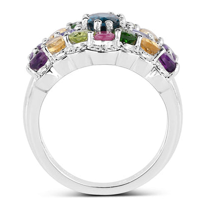 4.02 Carat Genuine Multi Stone .925 Sterling Silver Ring by Bids.com