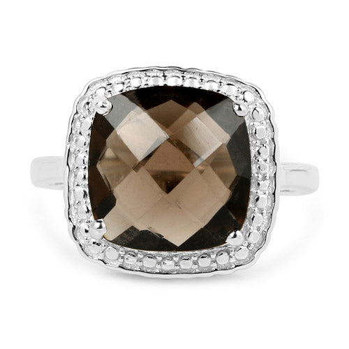 3.96 Carat Genuine Smoky Quartz .925 Sterling Silver Ring  DestGlow