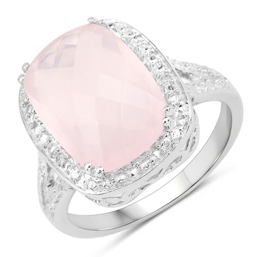 5.80 Carat Genuine Rose Quartz .925 Sterling Silver Ring by Bids.com