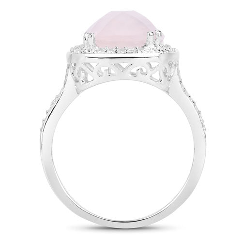 5.80 Carat Genuine Rose Quartz .925 Sterling Silver Ring by Bids.com