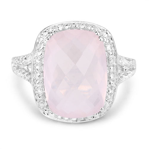 5.80 Carat Genuine Rose Quartz .925 Sterling Silver Ring by Bids.com
