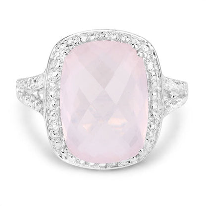 5.80 Carat Genuine Rose Quartz .925 Sterling Silver Ring by Bids.com