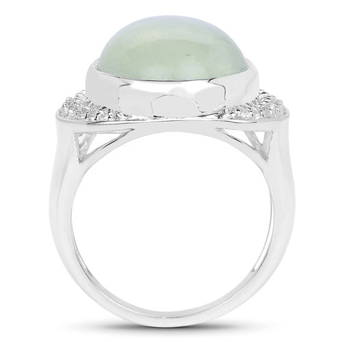11.50 Carat Genuine Prehnite And White Topaz .925 Sterling Silver Ring by Bids.com