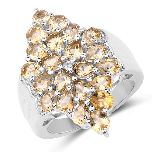 3.54 Carat Genuine Citrine and White Topaz .925 Sterling Silver Ring by Bids.com
