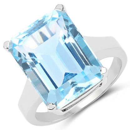 15.53 Carat Genuine Blue Topaz .925 Sterling Silver Ring  DestGlow