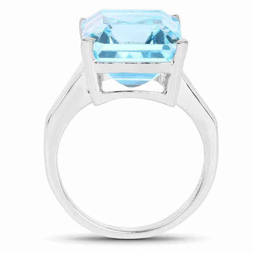 15.53 Carat Genuine Blue Topaz .925 Sterling Silver Ring  DestGlow