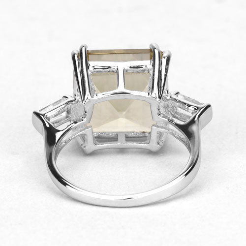 11.45 Carat Genuine Lemon Quartz and White Topaz .925 Sterling Silver Ring  DestGlow