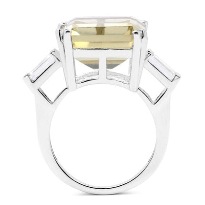 11.45 Carat Genuine Lemon Quartz and White Topaz .925 Sterling Silver Ring  DestGlow