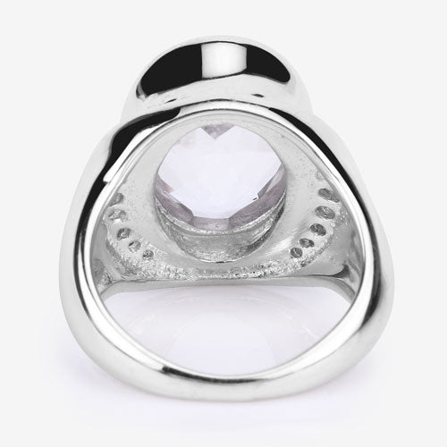 5.38 Carat Genuine Crystal Quartz and White Diamond .925 Sterling Silver Ring by Bids.com