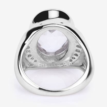 5.38 Carat Genuine Crystal Quartz and White Diamond .925 Sterling Silver Ring by Bids.com