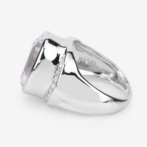 5.38 Carat Genuine Crystal Quartz and White Diamond .925 Sterling Silver Ring by Bids.com