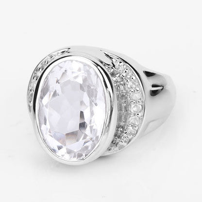 5.38 Carat Genuine Crystal Quartz and White Diamond .925 Sterling Silver Ring by Bids.com