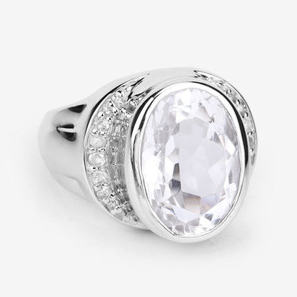 5.38 Carat Genuine Crystal Quartz and White Diamond .925 Sterling Silver Ring by Bids.com