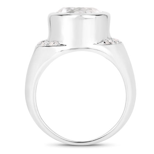 5.38 Carat Genuine Crystal Quartz and White Diamond .925 Sterling Silver Ring by Bids.com