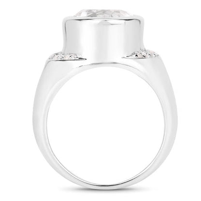5.38 Carat Genuine Crystal Quartz and White Diamond .925 Sterling Silver Ring by Bids.com