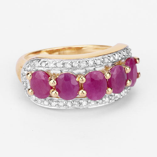 1.74 Carat Genuine Ruby and White Diamond .925 Sterling Silver Ring by Bids.com