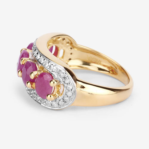 1.74 Carat Genuine Ruby and White Diamond .925 Sterling Silver Ring by Bids.com