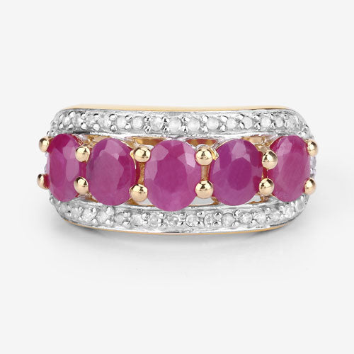 1.74 Carat Genuine Ruby and White Diamond .925 Sterling Silver Ring by Bids.com