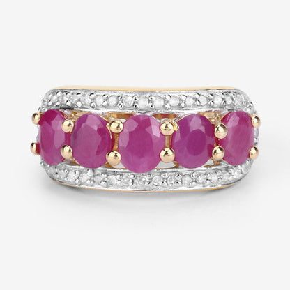 1.74 Carat Genuine Ruby and White Diamond .925 Sterling Silver Ring by Bids.com