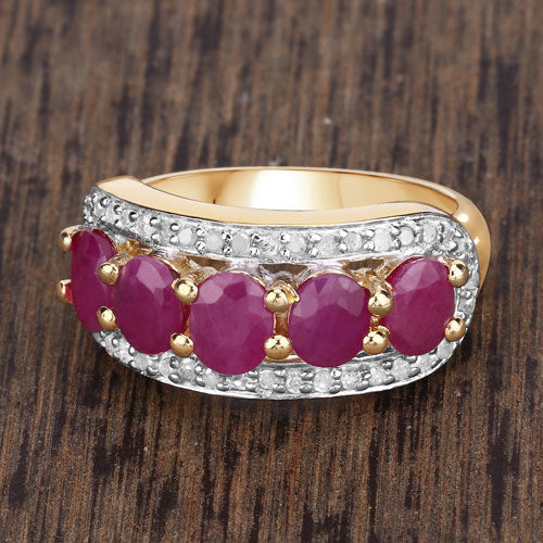 1.74 Carat Genuine Ruby and White Diamond .925 Sterling Silver Ring by Bids.com