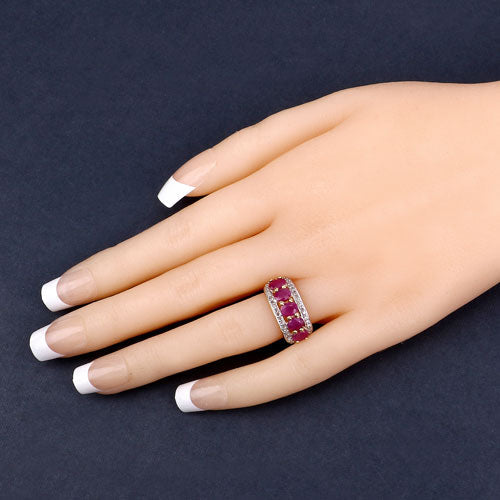 1.74 Carat Genuine Ruby and White Diamond .925 Sterling Silver Ring by Bids.com