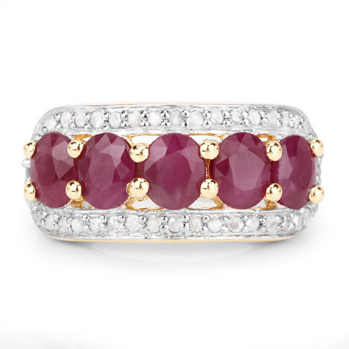 1.74 Carat Genuine Ruby and White Diamond .925 Sterling Silver Ring by Bids.com