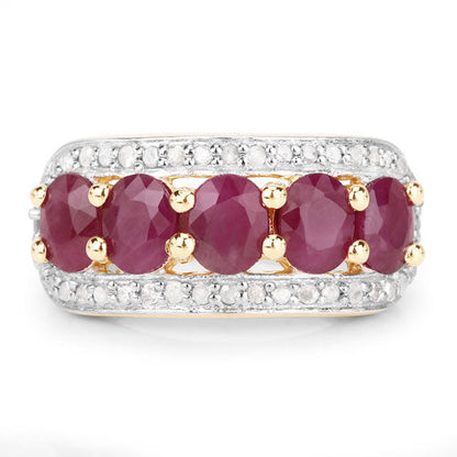 1.74 Carat Genuine Ruby and White Diamond .925 Sterling Silver Ring by Bids.com
