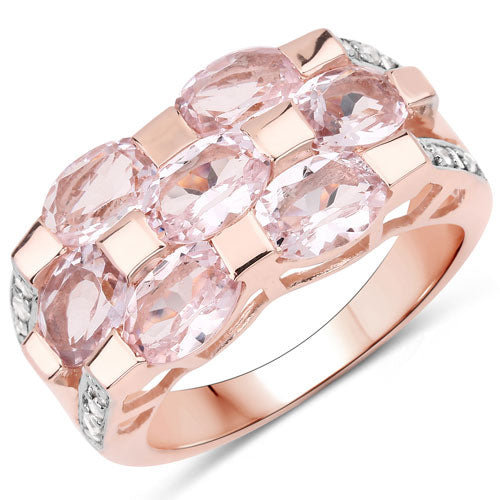 2.65 Carat Genuine Morganite and White Diamond .925 Sterling Silver Ring  DestGlow