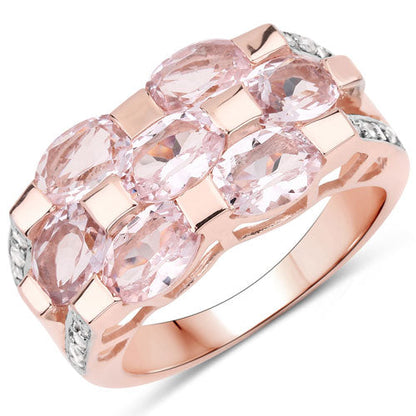 2.65 Carat Genuine Morganite and White Diamond .925 Sterling Silver Ring  DestGlow