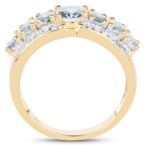 1.93 Carat Genuine Aquamarine and White Diamond .925 Sterling Silver Ring  DestGlow