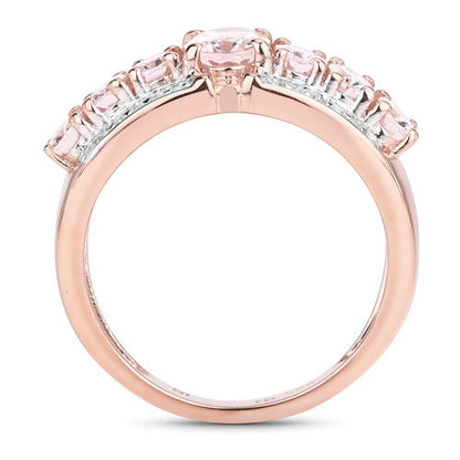 2.15 Carat Genuine Morganite and White Diamond .925 Sterling Silver Ring  DestGlow