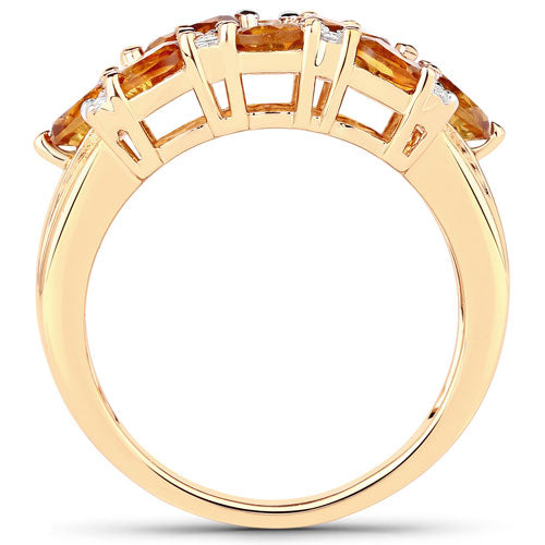 14K Yellow Gold Plated 2.48 Carat Genuine Citrine &amp; White Topaz .925 Sterling Silver Ring by Bids.com