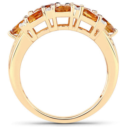 14K Yellow Gold Plated 2.48 Carat Genuine Citrine &amp; White Topaz .925 Sterling Silver Ring by Bids.com
