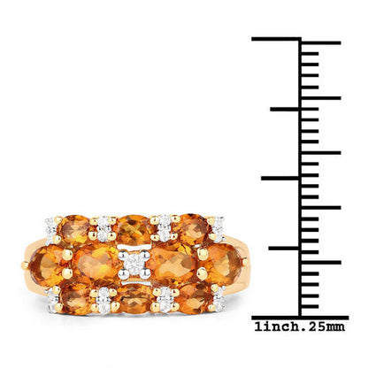 14K Yellow Gold Plated 2.48 Carat Genuine Citrine &amp; White Topaz .925 Sterling Silver Ring by Bids.com