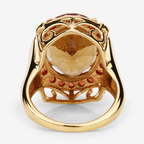 9.38 Carat Genuine Citrine and Orange Sapphire .925 Sterling Silver Ring by Bids.com