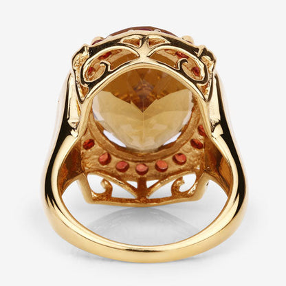 9.38 Carat Genuine Citrine and Orange Sapphire .925 Sterling Silver Ring by Bids.com