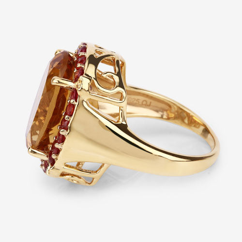 9.38 Carat Genuine Citrine and Orange Sapphire .925 Sterling Silver Ring by Bids.com