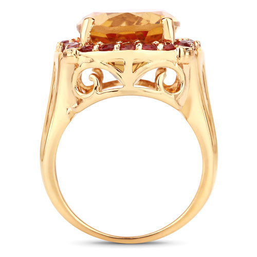 9.38 Carat Genuine Citrine and Orange Sapphire .925 Sterling Silver Ring by Bids.com