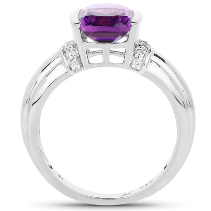 1.52 Carat Genuine Amethyst and White Topaz .925 Sterling Silver Ring  DestGlow