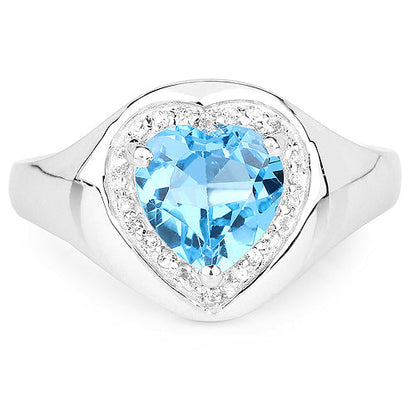 2.23 Carat Genuine Swiss Blue Topaz and White Topaz .925 Sterling Silver Ring by Bids.com