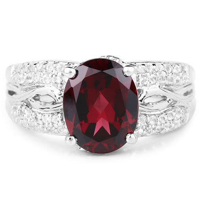 3.23 Carat Genuine Rhodolite and White Topaz .925 Sterling Silver Ring by Bids.com