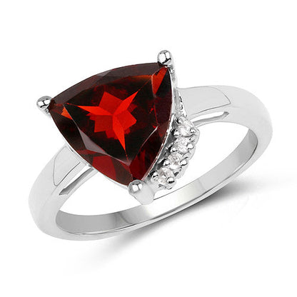 3.56 Carat Genuine Garnet and White Topaz .925 Sterling Silver Ring by Bids.com