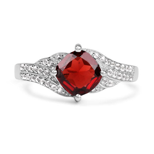 1.67 Carat Genuine Garnet and White Topaz .925 Sterling Silver Ring by Bids.com